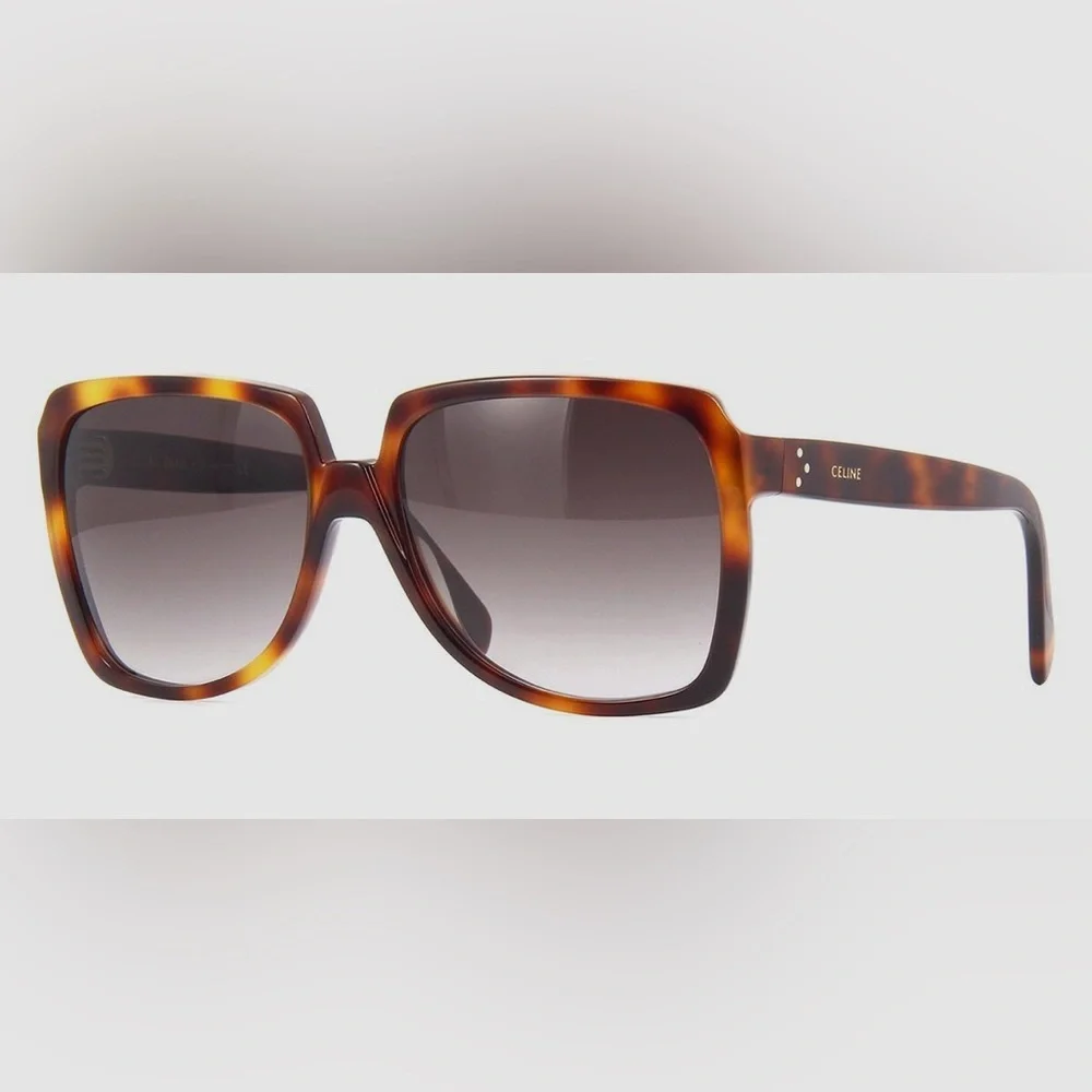 Celine CL40146I 53K Brown Square Gradient Sunglasses Tortoise Shell NWT - Picture 4 of 11